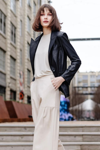 Liquid Leather Signature Pocket Blazer - Black JK124