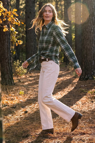 Long Sleeve Plaid Tie-Front Shirt Karen Kane 3L60702