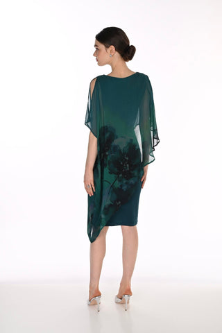 Asymmetric Woven Dress with Sheer Overlay Frank Lyman 269292