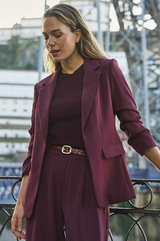 3/4 Sleeve Blazer - Merlot EsQualo F2610501