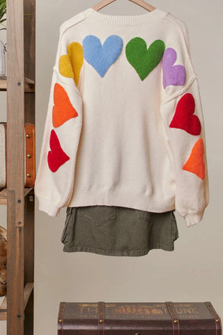 Love Lettering Heart Patchwork V Neck Cardigan MT40674 Mello.
