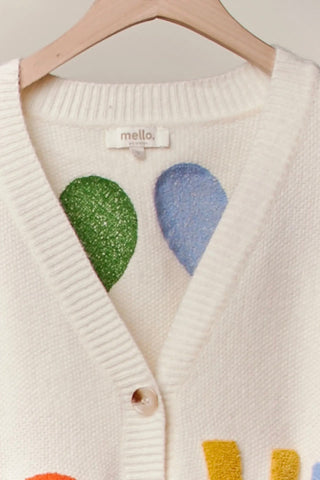 Love Lettering Heart Patchwork V Neck Cardigan MT40674 Mello.