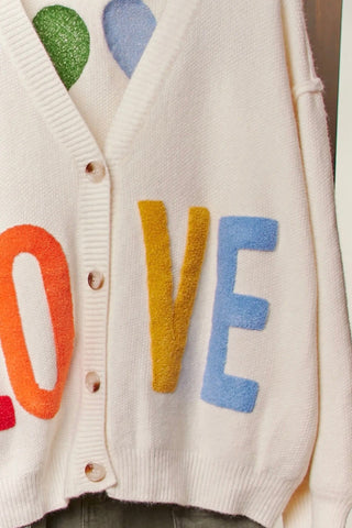 Love Lettering Heart Patchwork V Neck Cardigan MT40674 Mello.