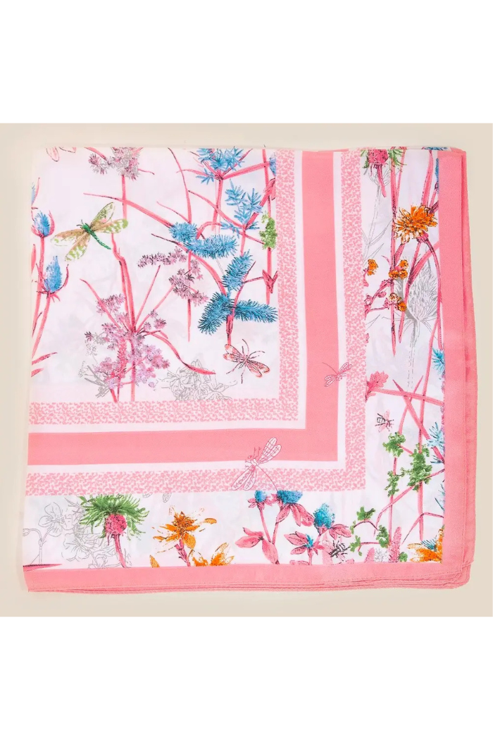 Intricate Floral Print Square Bandana Scarf