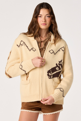 Ivy Western Intarsia Zip Cardigan ASTR ACT19551