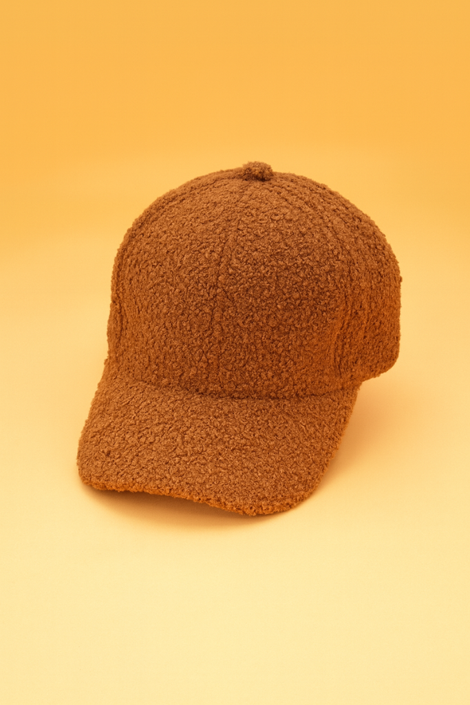 Cozy Brown Teddy Fleece Baseball Cap | Stylish Winter  display picture 1