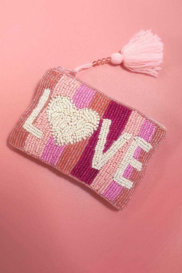 Josslyn Valentine's Day Love Seed Bead Rainbow Coin Purse