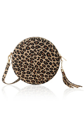 Italian Leather Circle Bag With Tassle