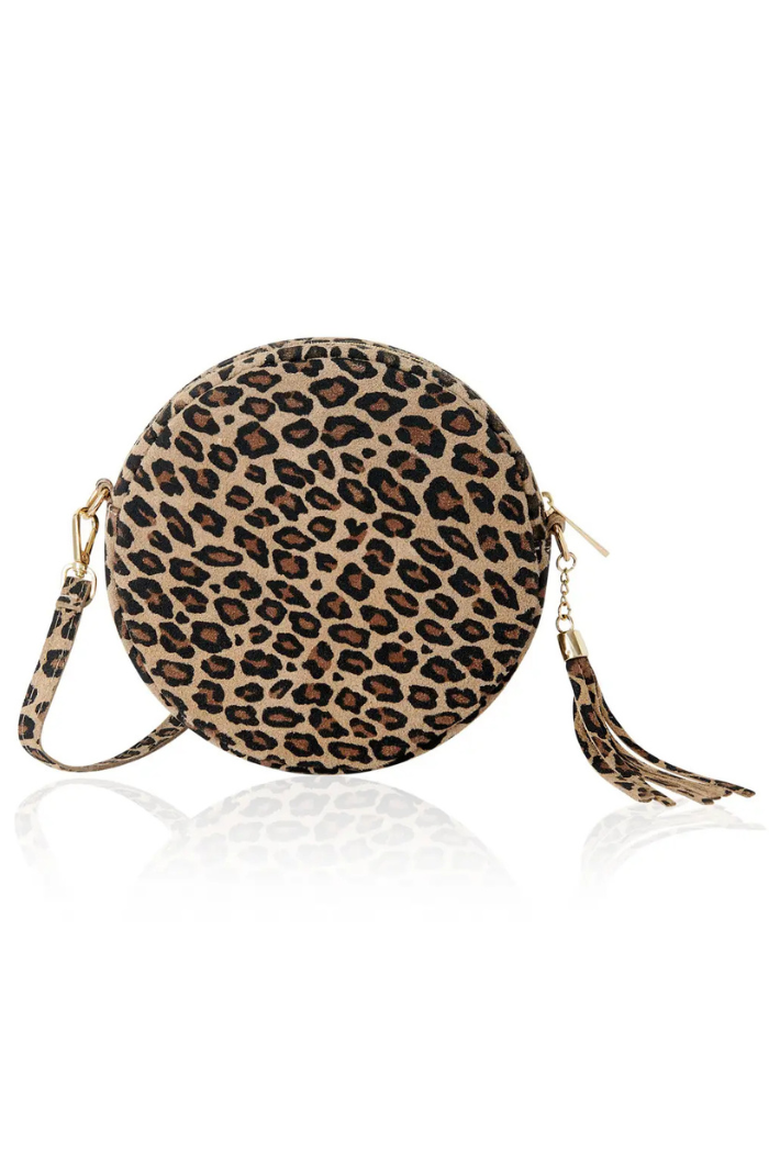 Italian Leather Circle Bag With Tassle