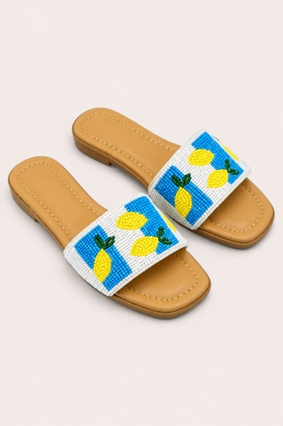 Lemon Motif Beaded Sandals CCOCCI RAE-2-YELLOW