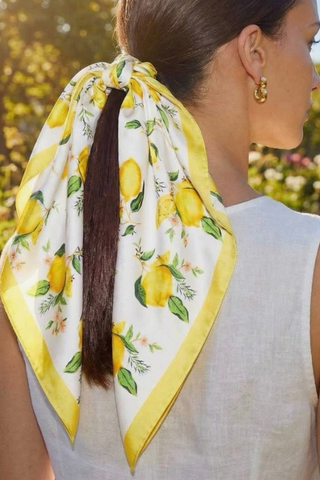 Lemons and Flowers Print Square Bandana Scarf Anarchy Street MMS8775