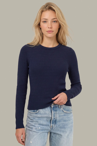 Leni Novelty Rib Crewneck Dark Blue 525 America 110051433