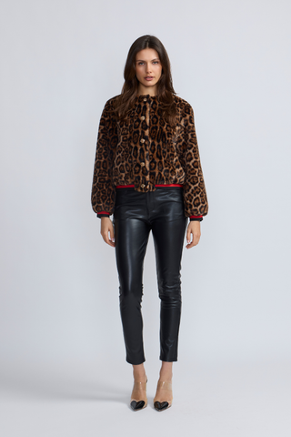 Leopard Faux Fur Bomber oo la la M10320