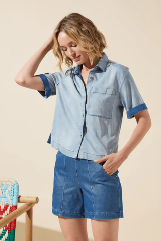 Lyssé Amira Denim Short - Mid Wash Sheen