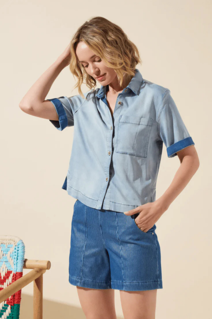 Lyssé Amira Denim Short - Mid Wash Sheen