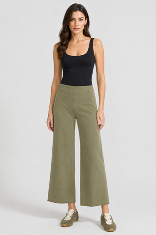 Lyssé Erin Hi Waist Wide Leg Denim Smoked Green