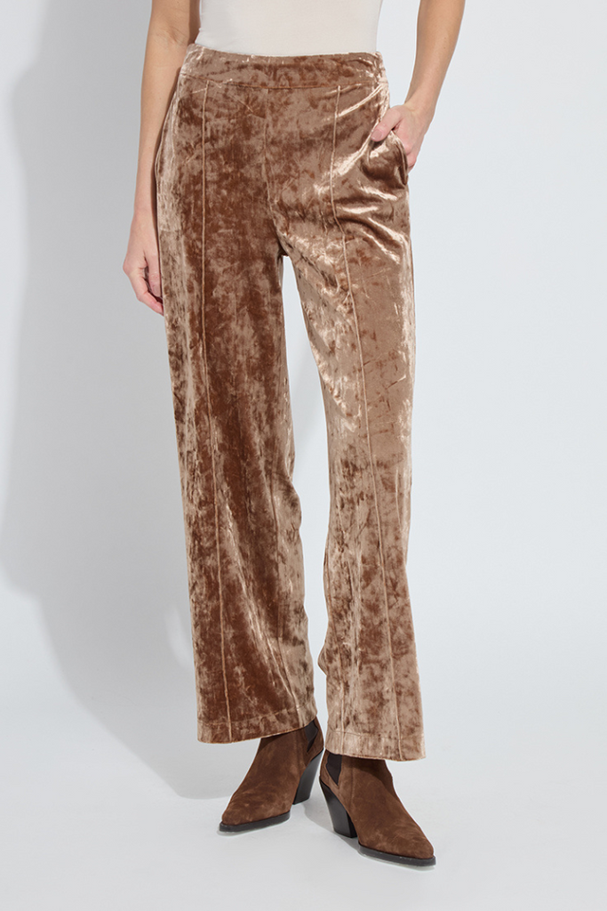 Lyssé Shay Crushed Velvet Pant | Wide Leg Stretch Trousers – The