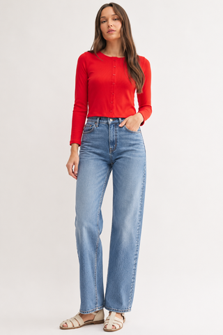 Mono B Glazed Cherry Rib Knit Cardigan