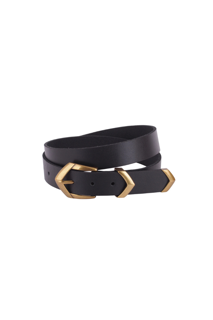 Most Wanted Angular Chevron Buckle Leather Belt - Black