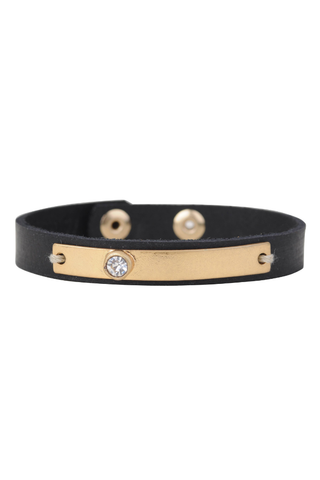 Most Wanted Golden Band with Rhinestone Bracelet - Black