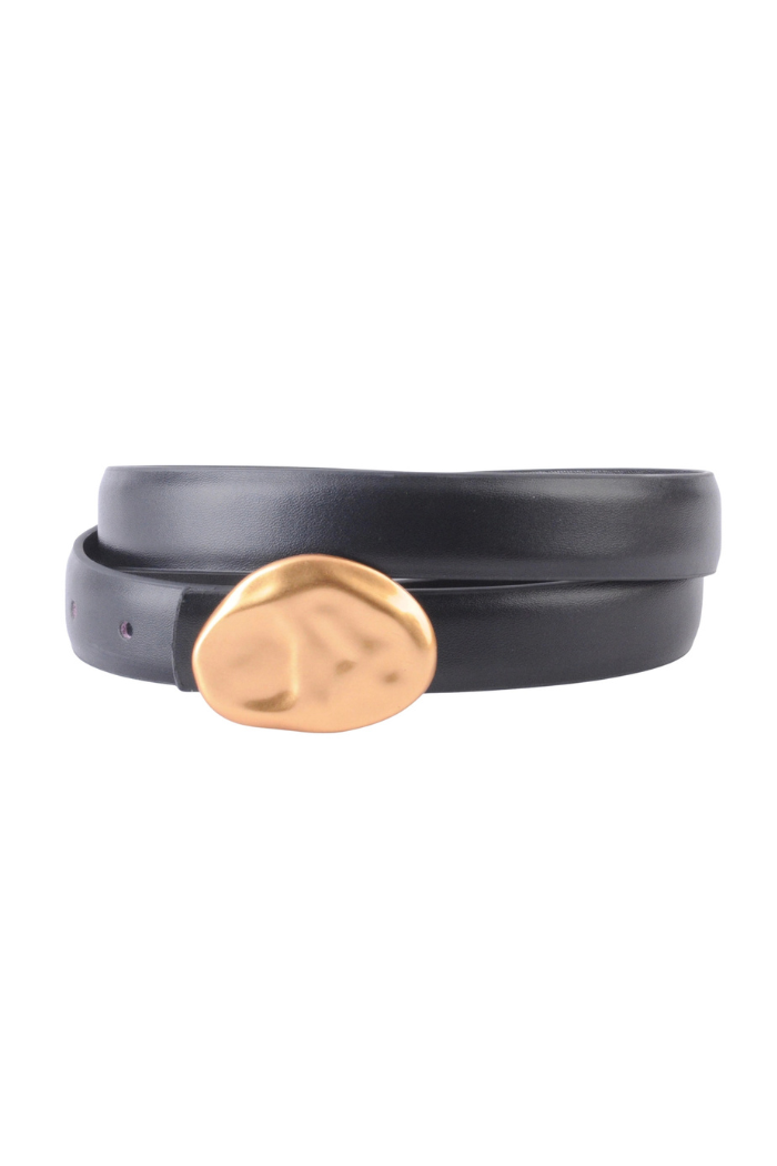 Most Wanted Stitched Clean Leather Belt with Asymmetrical Buckle - Brown