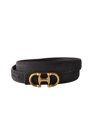 Most Wanted Stitched Leather Belt with Horsebit Buckle - Chocolate Suede