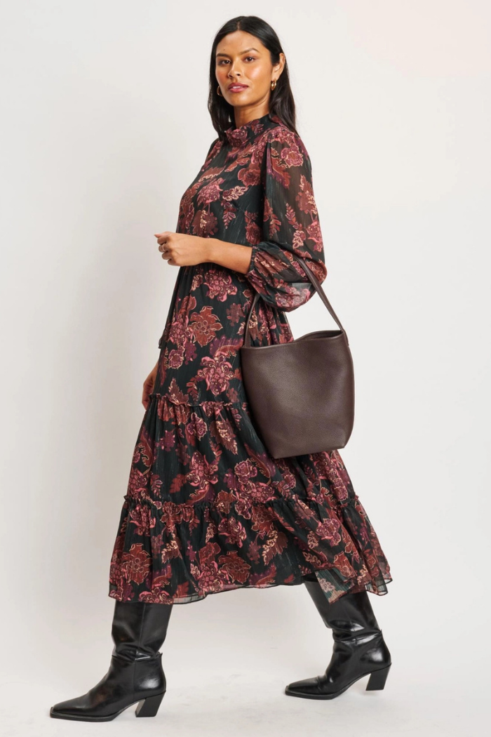 Odette Genuine Leather Bucket Bag - Rich Chocolate Brown