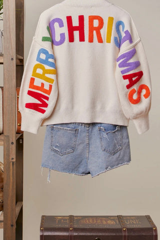 Oversize Christmas Sweater with Lettering Mello. MT40403