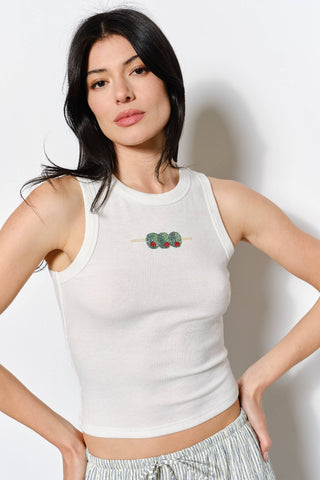 Ozzy Olive Bead Embroidery Tank PST1704-OFW Pretty Garbage