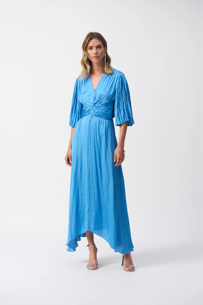 Pleated Satin Midi Dress | Joseph Ribkoff Spring & Summer Style The Dressing Room Pleated Satin Midi Dress | Joseph Ribkoff Spring & Summer Style The Dressing Room