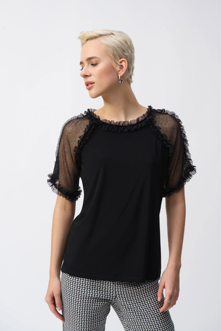 Ribkoff 251054 Silky Knit and Mesh Top