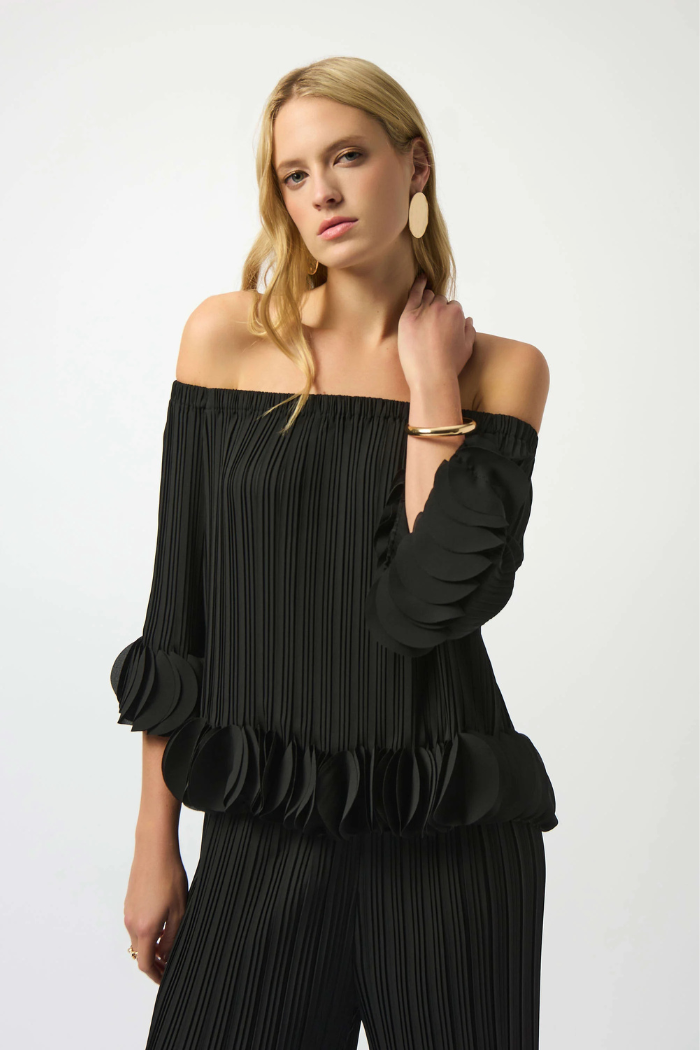 Ribkoff Georgette Off Shoulder Pleated Top 253939