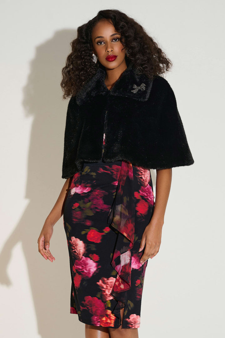 Ribkoff Signature | Faux Fur Cape with Crystal Brooch 253749