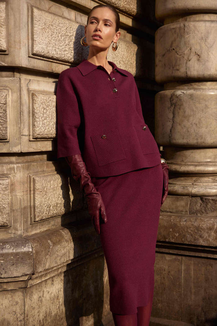 Ribkoff Sweater Knit Boxy Pullover With Polo Collar 253962