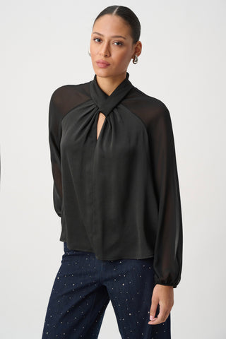 Satin Top with Chiffon Sleeves Ribkoff 264119