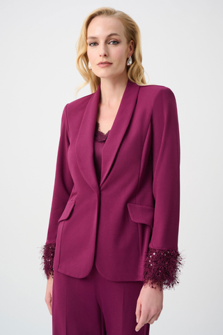 Scuba Crepe Fitted Blazer With Fringe Ribkoff 263714