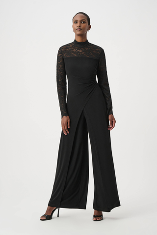 Sheer Lace Sleeve Wide-Leg Jumpsuit Ribkoff 264196
