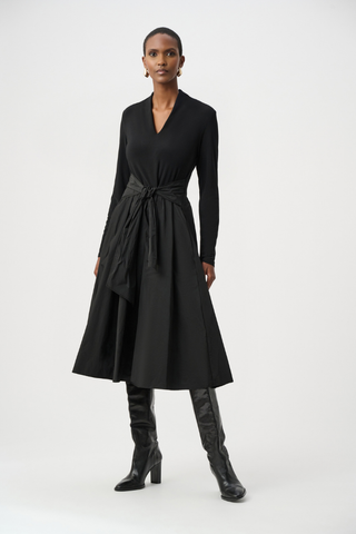 Silky Knit and Memory Fit and Flare Dress - Black Ribkoff 263145