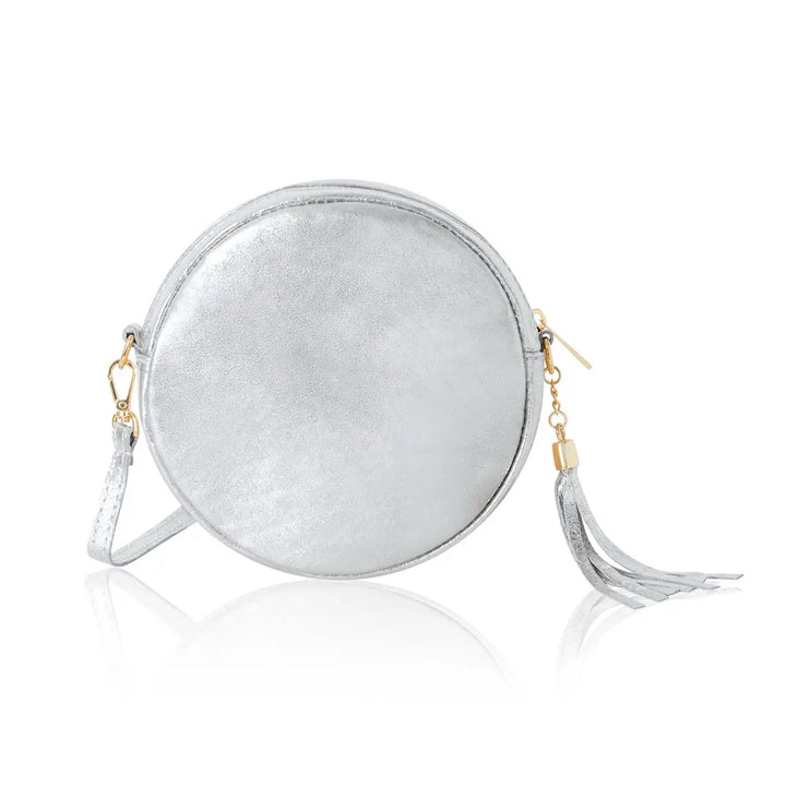 Italian Leather Circle Bag With Tassle