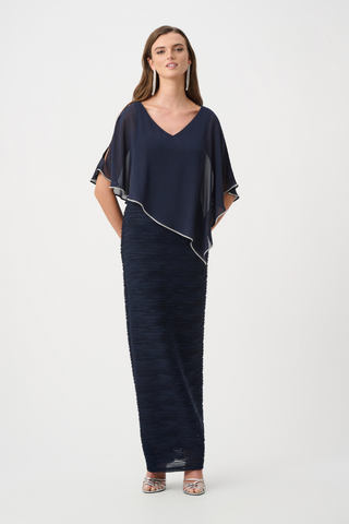 Sparkle Cascade Gown with Chiffon Poncho Overlay Ribkoff 263748