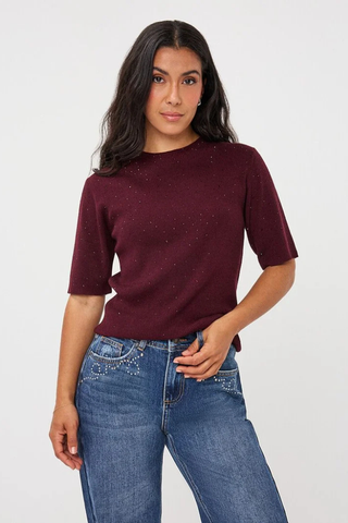 Sparkle Short Sleeve Sweater EsQualo F26.02539