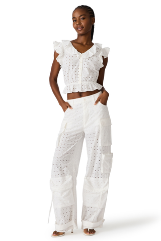 Steve Madden SB06024 Duo Pant White Eyelet