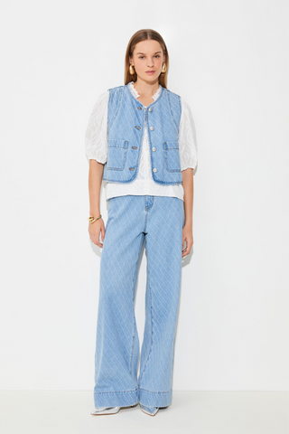 Suncoo Dakota Short Jacquard Denim Vest