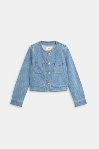 Suncoo Delya Short Jacquard Denim Jacket