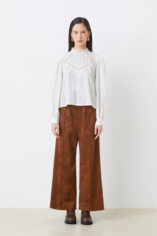 Suncoo Johan Wide Leg Faux Suede Pants