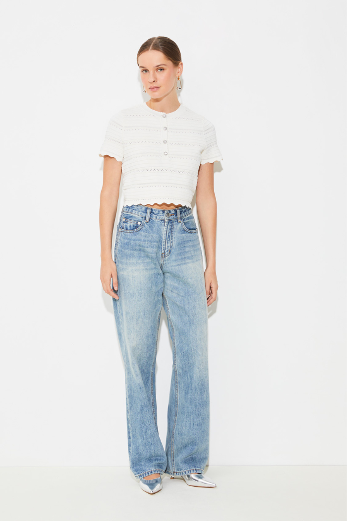 Suncoo Paeli Open Work Short Sleeved Sweater