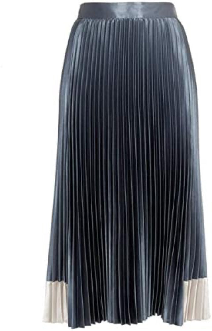 Pleated Satin MIdi Skirt