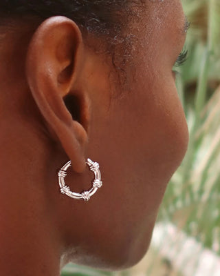 Sable Notched Hoops - Silver