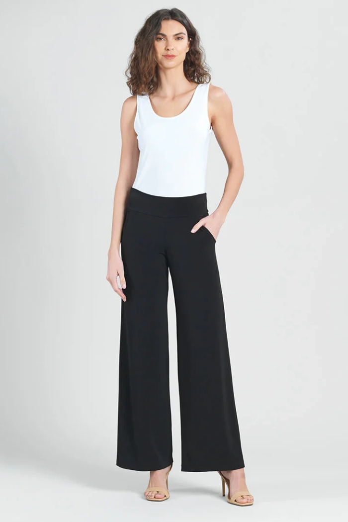 The Ultimate Wrinkle-Free Wide Leg Travel Pant – Classic Black with Pockets
