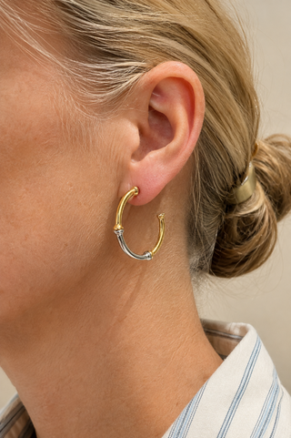 Two-Tone Sculpted Hoop Earrings 27315-E